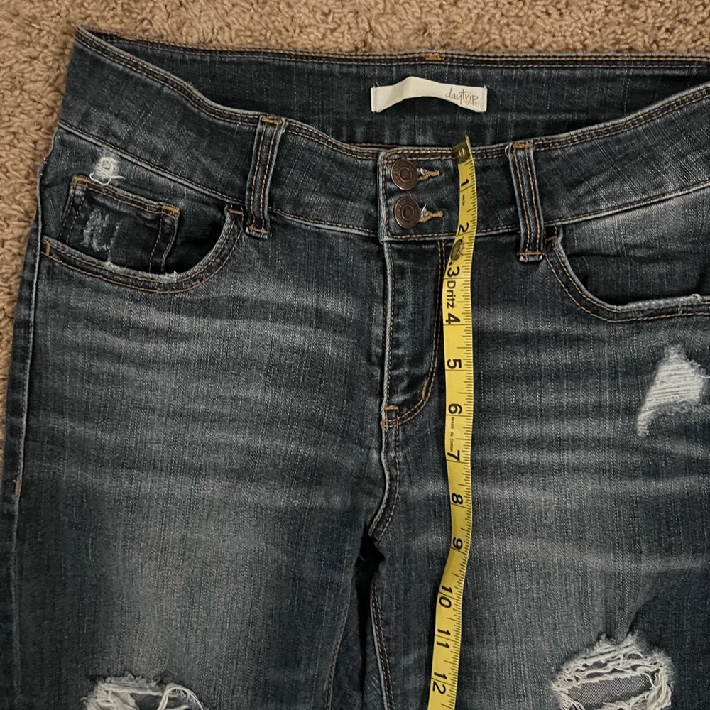 Daytrip Women's Dark Blue Distressed Skinny Jeans - Picture 6 of 12